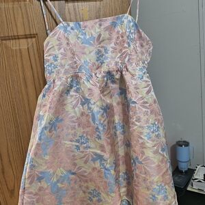 Pink Lily Dress with Pink and Blue Floral Design